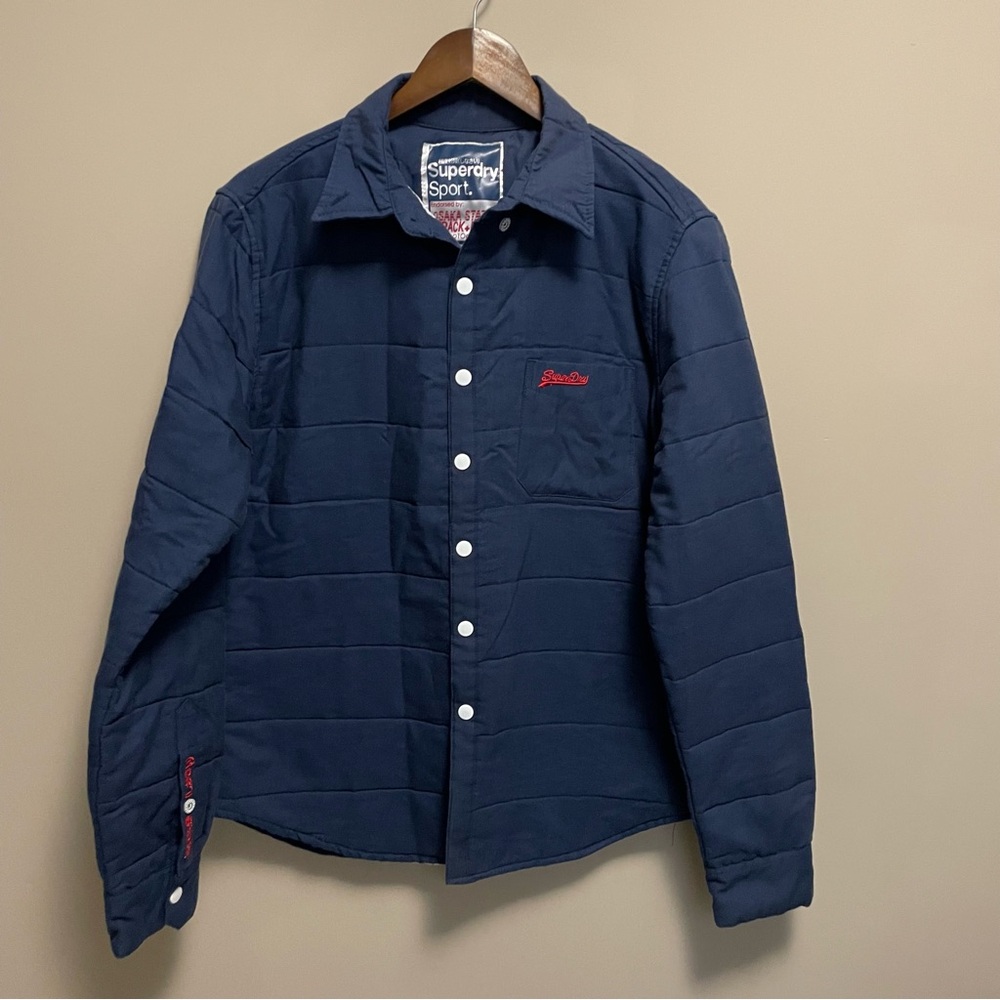 Superdry Sport Navy Blue Quilted Shirt Jacket Men’s XXL Fits Like A Large